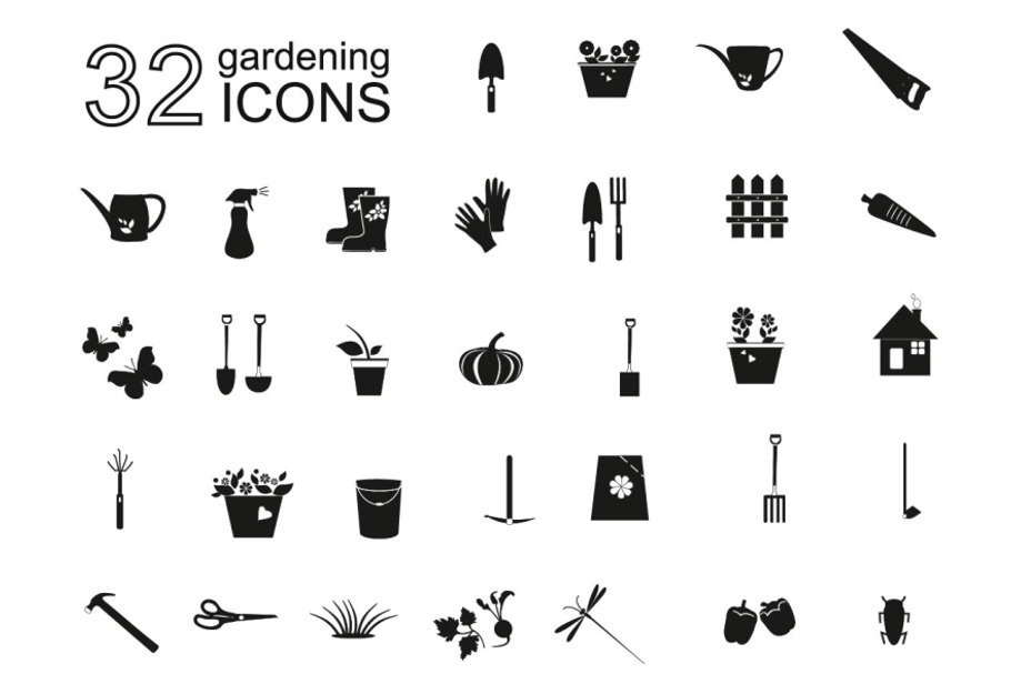 Gardening black icons in Graphics - product preview 8