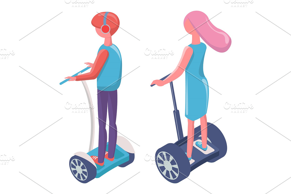 People Driving on Electric Transport in Illustrations - product preview 8