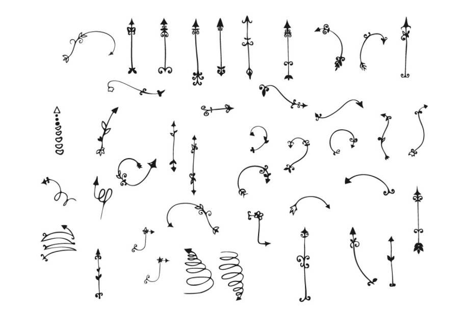 Hand drawn vector arrows collection