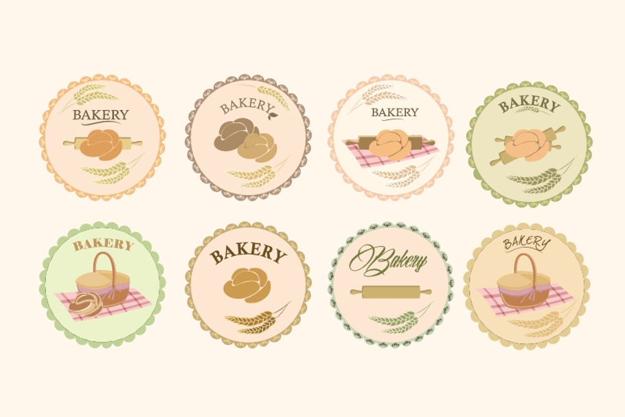 Set of bakery icons, logos, labels in Graphics - product preview 8