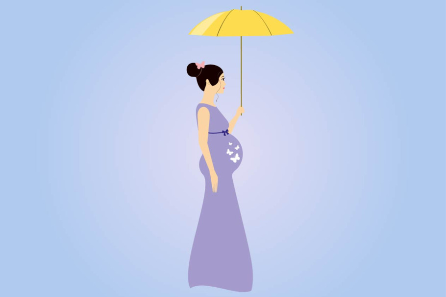 Pregnant woman with umbrella