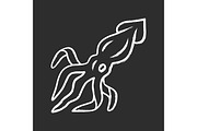 Squid chalk icon