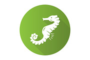 Seahorse green flat design icon