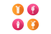 Drinks flat design glyph icons set