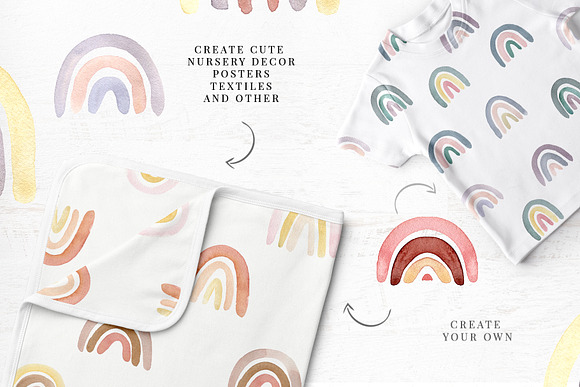 50 WATERCOLOR RAINBOWS in Illustrations - product preview 1