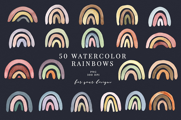 50 WATERCOLOR RAINBOWS in Illustrations - product preview 3
