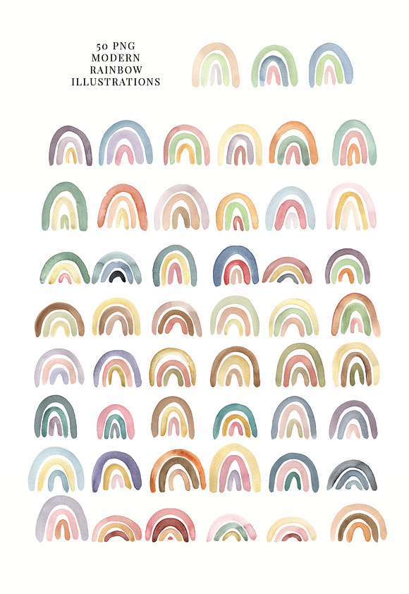50 WATERCOLOR RAINBOWS in Illustrations - product preview 5