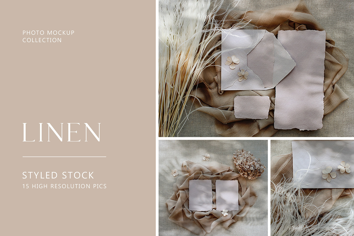 LINEN Neutral Stock Photos in Print Mockups - product preview 8