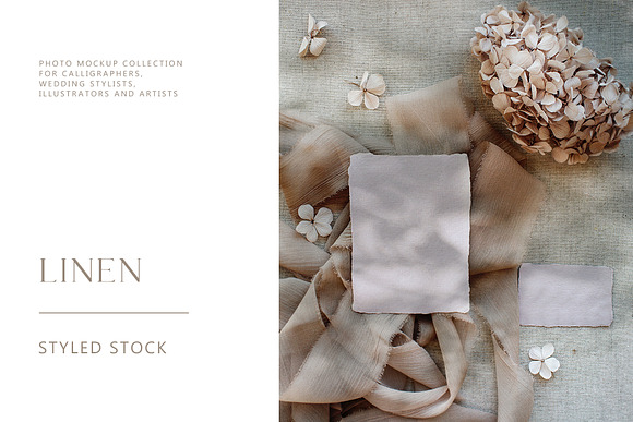 LINEN Neutral Stock Photos in Print Mockups - product preview 2