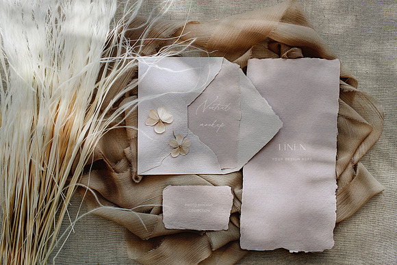 LINEN Neutral Stock Photos in Print Mockups - product preview 3