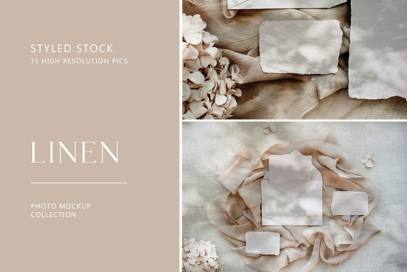 LINEN Neutral Stock Photos in Print Mockups - product preview 4