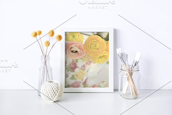 Paint Brush White Frame Mockup in Print Mockups - product preview 3