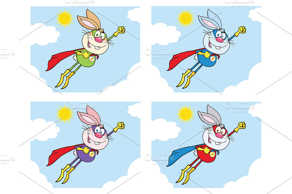 Rabbit Super Hero Collection -2 in Illustrations - product preview 8