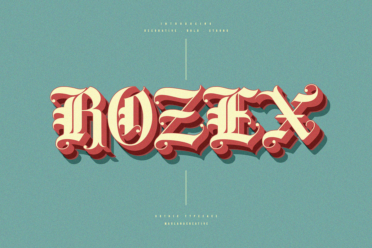 Rozex - Bold Decorative Gothic Font in Blackletter Fonts - product preview 8