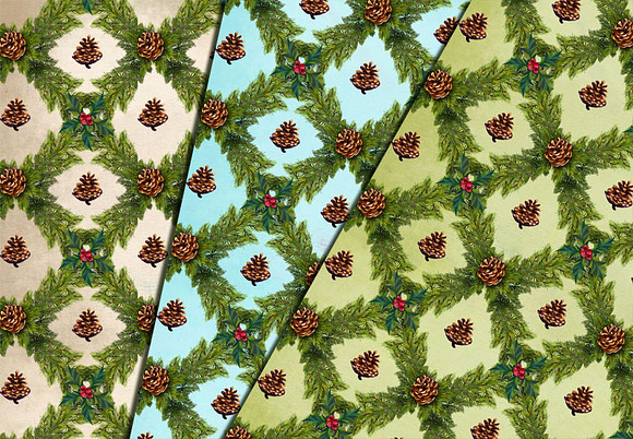 Pine Twigs seamless Christma pattern in Patterns - product preview 1