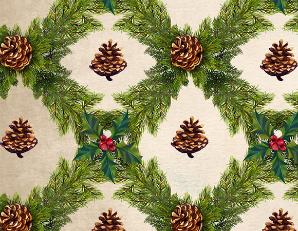 Pine Twigs seamless Christma pattern in Patterns - product preview 2