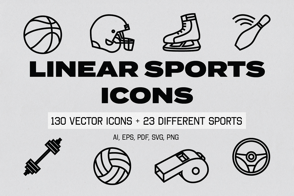 Linear Sports Icons in Sports Icons - product preview 8