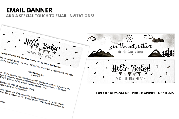 Virtual Shower Kit - Black & White in Card Templates - product preview 2