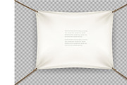 White cloth banner with text space