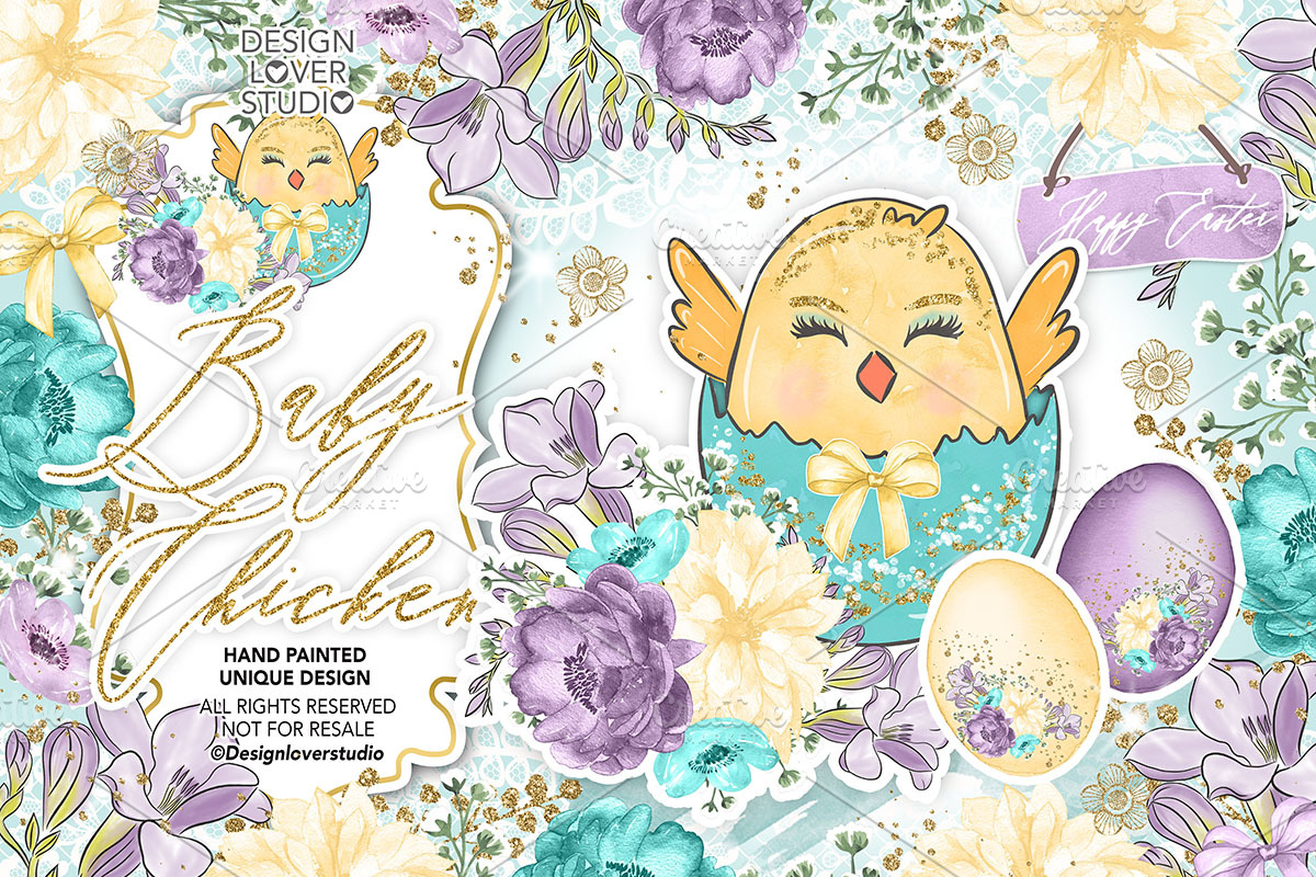 Baby Chicken Easter design in Illustrations - product preview 8