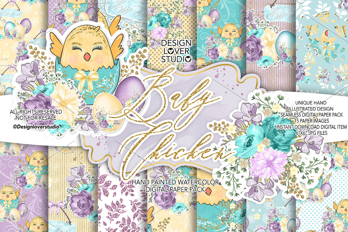 Baby Chicken digital paper pack in Patterns - product preview 8