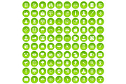 100 security icons set green