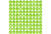 100 summer holidays icons set green