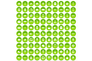100 travel time icons set green