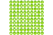 100 veterinary icons set green