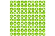 100 victory icons set green