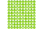100 water recreation icons set green