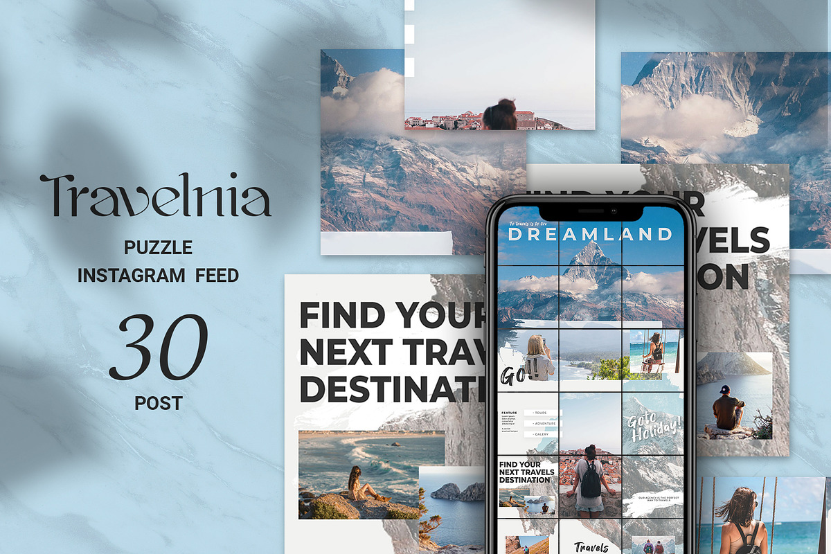Travelnia Puzzle Instagram Feed in Instagram Templates - product preview 8