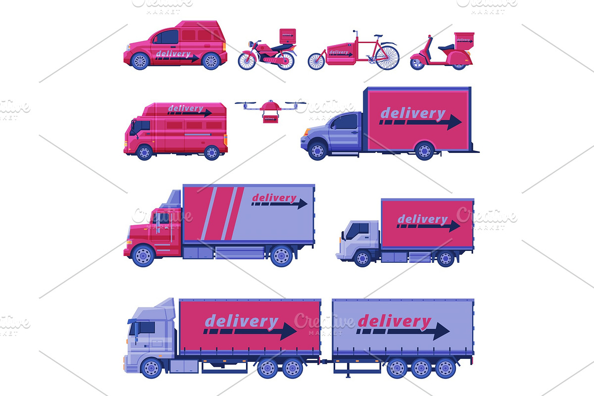 Delivery Vehicles Collection, Cargo in Illustrations - product preview 8
