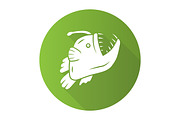 Anglerfish green flat design icon