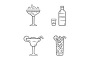 Drinks linear icons set