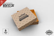 Small Square Paper Box&Lid Mockup
