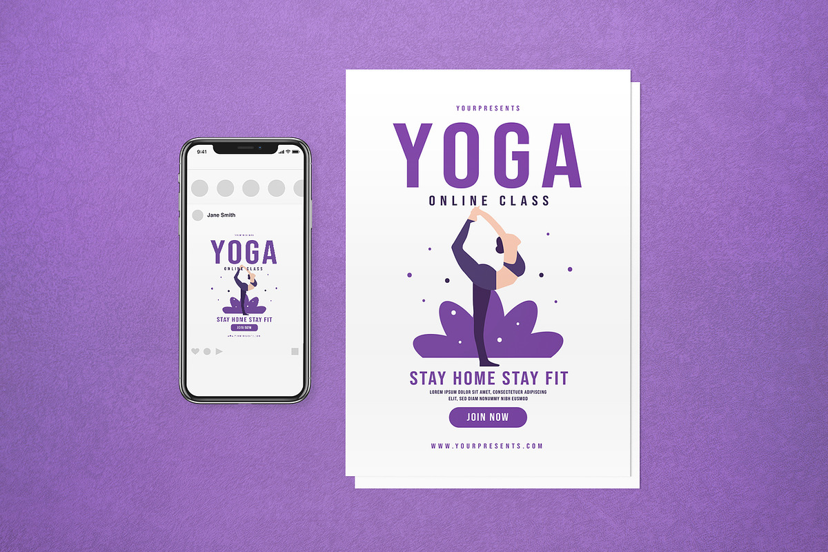 Yoga Online Classes in Flyer Templates - product preview 8