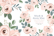 Blush Dusty Blue Watercolor Floral