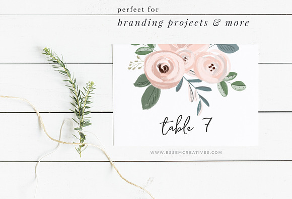 Blush Dusty Blue Watercolor Floral in Illustrations - product preview 2