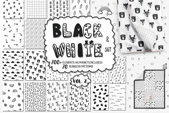 Black & White Kids Bundle in Illustrations - product preview 2