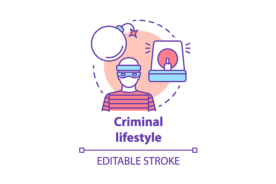 Criminal lifestyle concept icon