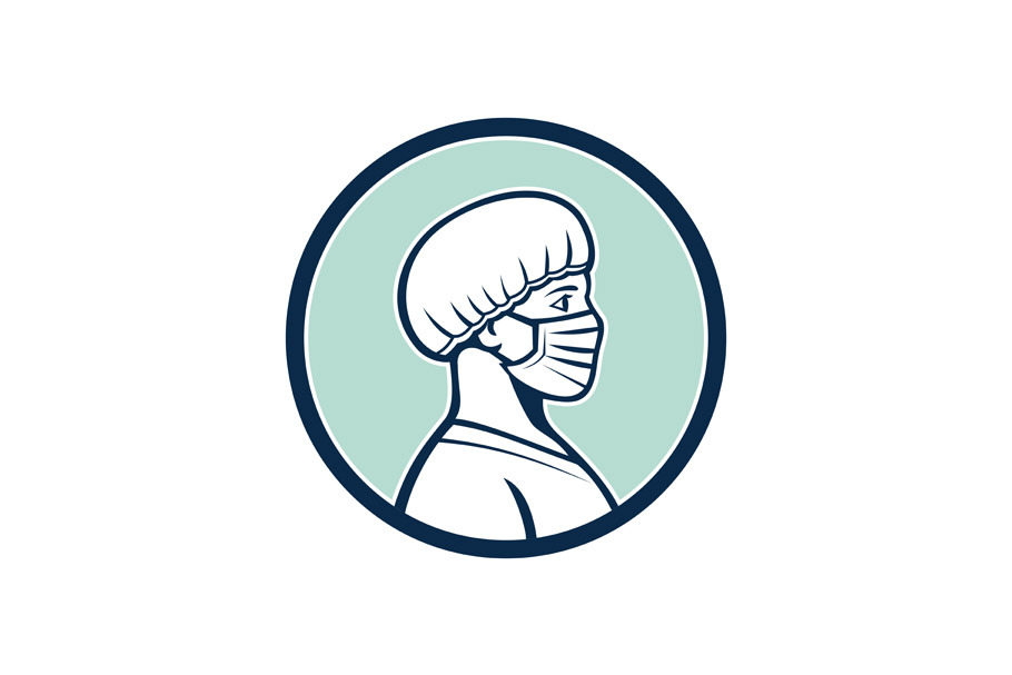 Female Nurse Wearing Face Mask Side