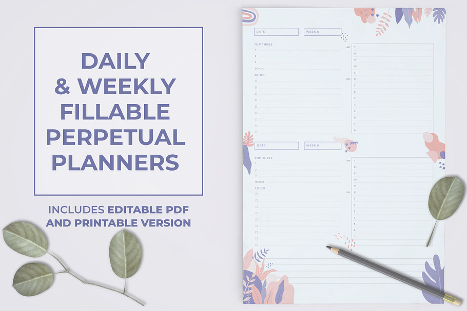 Daily & Weekly pdf Fillable Planners in Stationery Templates - product preview 8