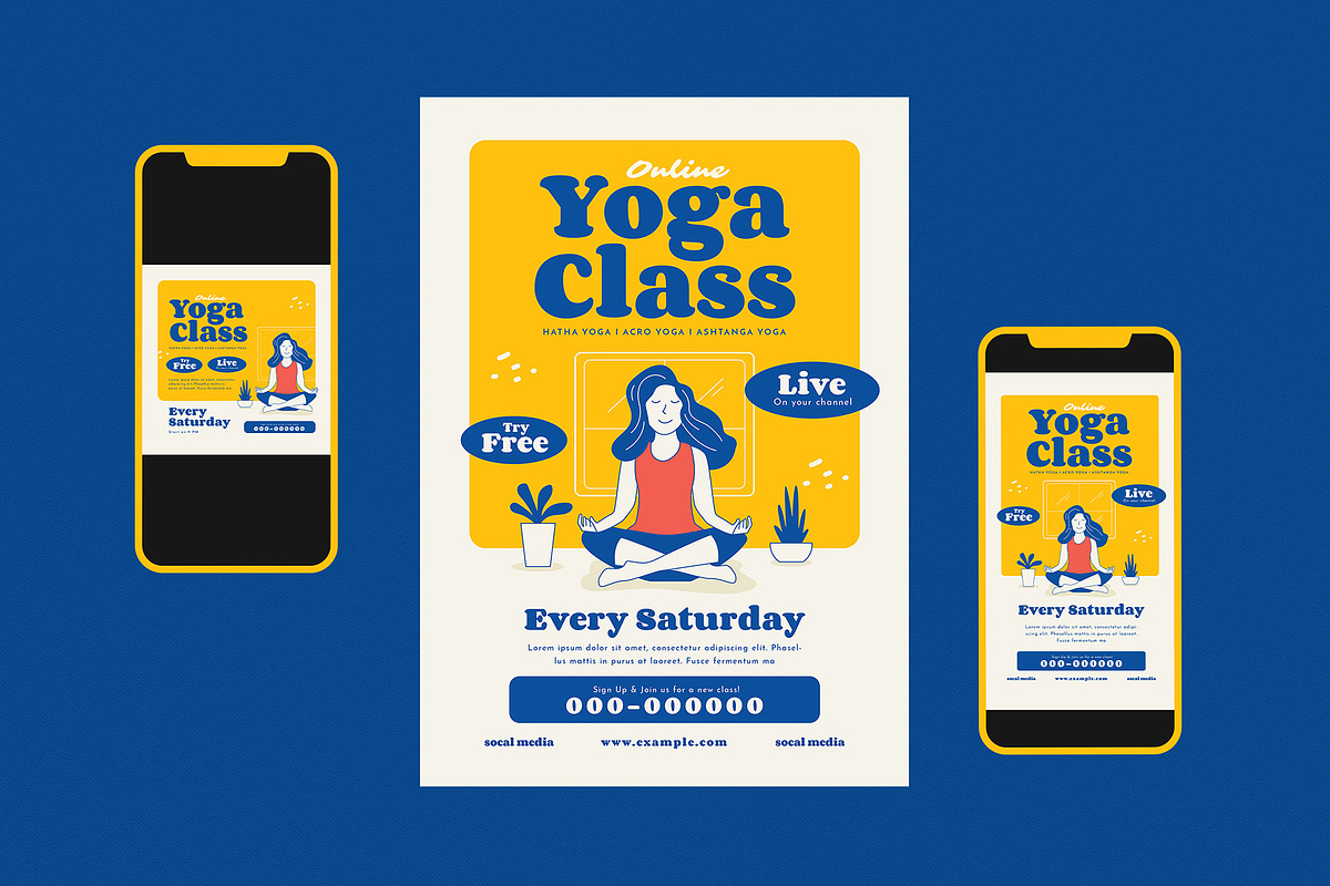 Online Yoga Class Flyer Set in Flyer Templates - product preview 8