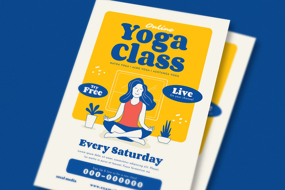 Online Yoga Class Flyer Set in Flyer Templates - product preview 1