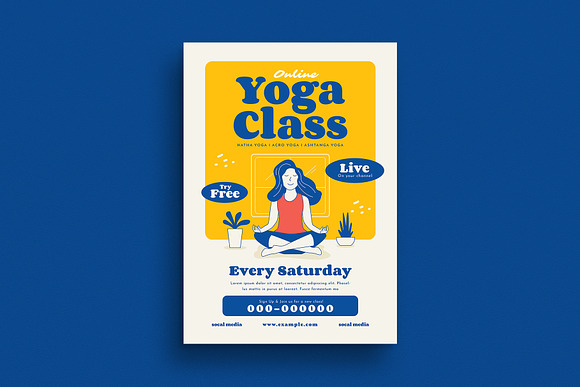 Online Yoga Class Flyer Set in Flyer Templates - product preview 2