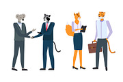 Businesspeople in Animal Masks and