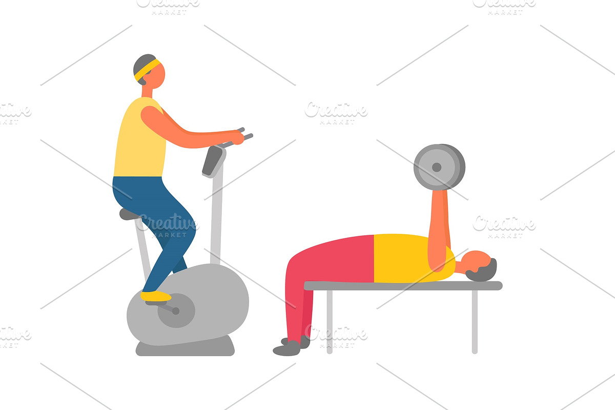 Gym Training, Exercise Bike and in Illustrations - product preview 8