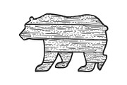 wooden bear animal silhouette sketch