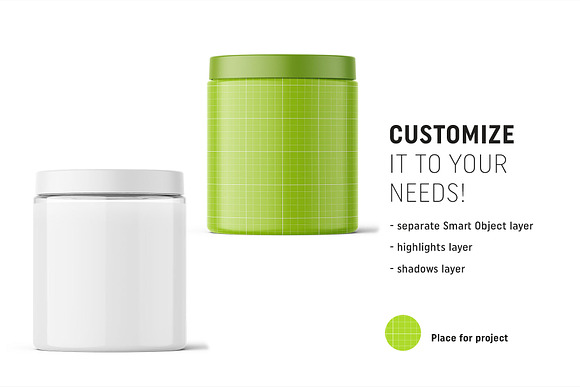 Transparent jar mockup 300ml in Product Mockups - product preview 1